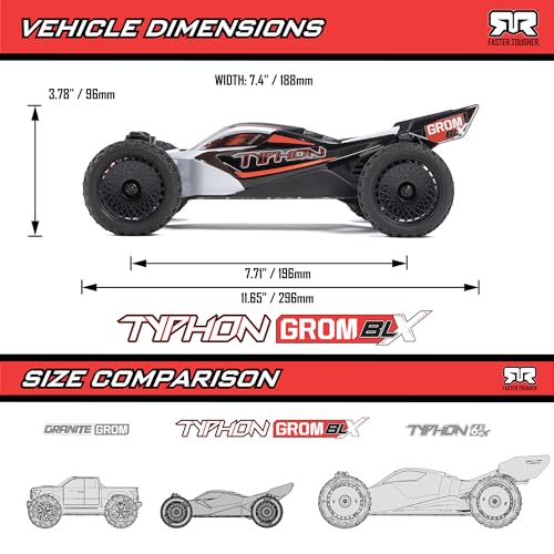 ARRMA Typhon GROM 4X4 223S BLX Brushless Buggy RTR, Silver | Small Scale, ARA2306T1, With DSC, Battery and Charger Not Included