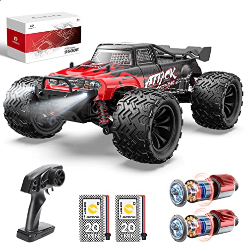 DEERC 9500E 1:16 Scale All Terrain RC Car, 4x4 High Speed 40 KPH RC Truck | 2.4Ghz Remote Control Truck with 2 Batteries, Off-Road Monster Truck for Adults Kids
