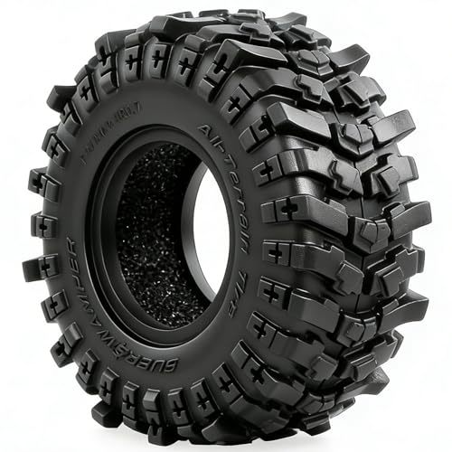 REDSPIDER 0.7" RC Crawler Tires 40mm, RS6 Composite Material Sticky Butyl Rubber Micro Mud Tires with Foam Inserts, High Grip Upgrade for 1/30 Axial SCX30 RC Car (Tires) - color: Tires