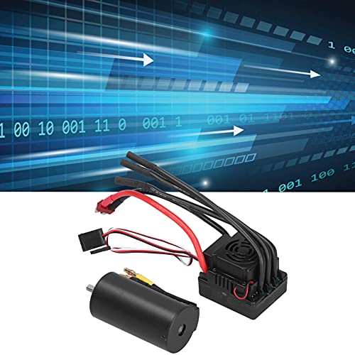 3670 2650KV Brushless Motor 120A ESC Combo High Power Brushless Motor System with Cooling Fan for 1/8 Scale RC Cars Aluminum Alloy Construction