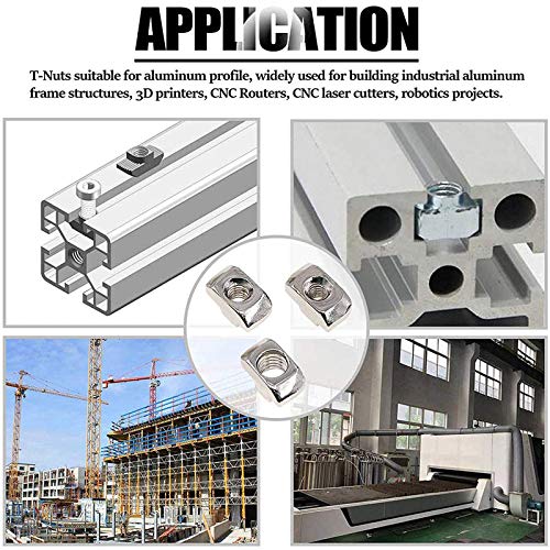 Still Awake 50pcs 3030 Series M3 T-Nuts, Nickel Plated Carbon Steel, Hammer Head Fastener Nut for 30 Series Aluminum Extrusion Profile T Slot 8mm - size: 3030 Series M3