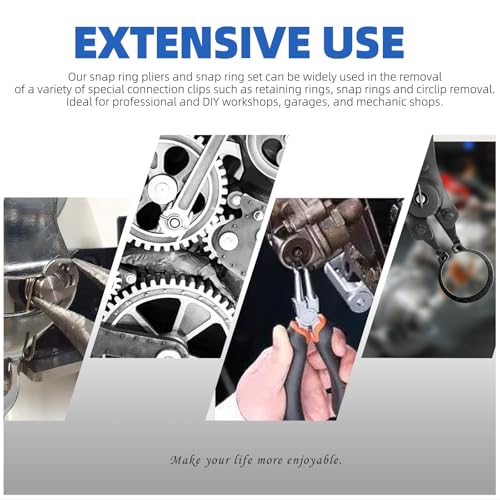 Glarks 312Pcs 65Mn-Steel Circlip Snap Retaining Clip and E-Clip Assortment with Snap Ring Plier Set, 4MM-28MM C-Clip External Retaining Rings and 1.5MM-10MM E-Ring Circlip Rings and A Tweezer