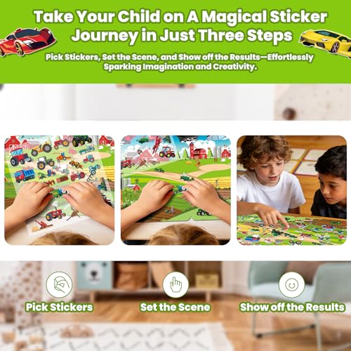 Elfew 6 Pack Car Sticker Books for Toddlers 2-4 3-5 | Over 190+ Stickers, 3D Reusable, Puffy Vehicle Stickers for Boys, Mess Free Activity Set, Road Trip Essentials Birthday Gift - color: 6 Sets Puffy Stickers