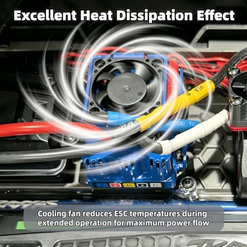 VXL-3s ESC Cooling Fan and Motor Cooling Fan Dual Fan Set Compatible with 1/10 Traxxas Slash 4×4 VXL Stampede 4×4 Rustler 4×4 Hoss 4×4 Velineon VXL-3s Heat Sink, Black - color: Black