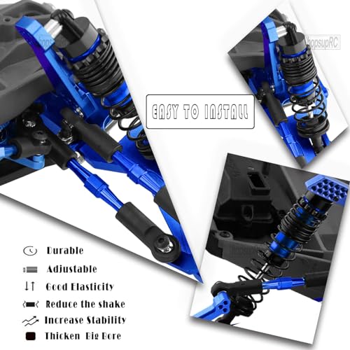Upgrades Part for 1/10 Stampede/Rustler 2WD,Drive Shaft CVD&RC Shocks&Adjustable Turnbuckles Camber Links&A Arm&Caster Block&Steering Blocks&Rear Stub Axle Carriers,Wheel Hex&Hex Hub,Blue - color: Navy Blue/for 2wd
