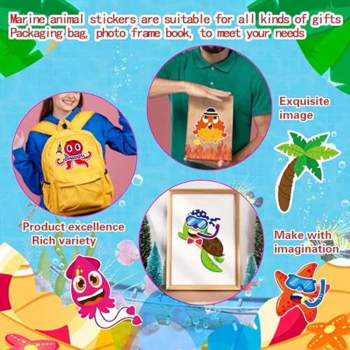Make Your Own Sea Animals Stickers, Make a Face Stickers | 24 Sheets Ocean Animals Stickers for Kids Toddlers, Mix and Match Stickers for Kids Party Favors Activities - style: Sea Animals