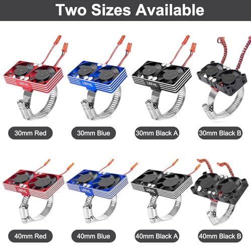 1/7 1/8 1/10 RC Cooling Fan Heat Sink with Adjustable Mount 40-50mm | for 1/7 1/8 1/10 RC Crawler Car 4284 4985 1717, 22000 RPM - style: Black A 40*40mm