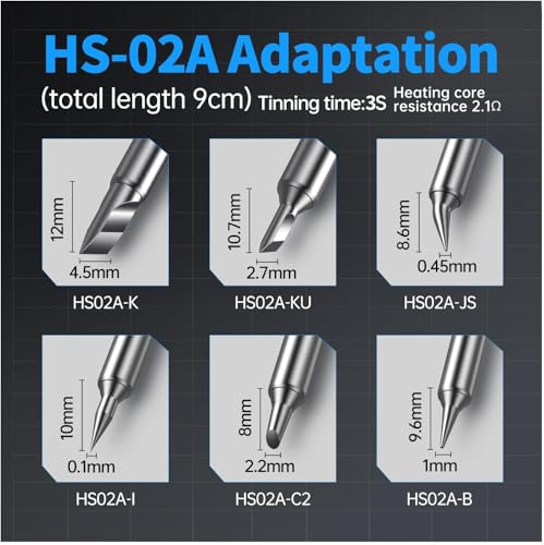FNIRSI HS-02A 100W Portable Corded Soldering Iron Kit, 3S Fast Heating | 212-842℉, Pre-set 3 Groups Temps, Auto Sleep, 6 F245 Soldering Tips, Smart Digital Soldering Pen Tool for Electronics Repair