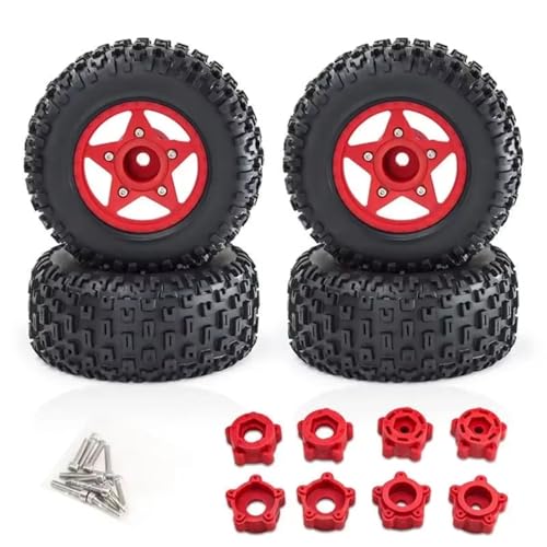 Rc Accessories for 4Pcs 109mm 1/8 1/10 Short Course Truck Tire with 12mm 14mm 17mm Wheel Hex(Red) - color: Red