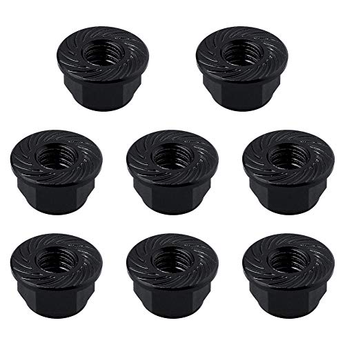 HobbyPark Aluminum M4 4mm Flanged Nylon Lock Nuts for 1/10 Scale RC Car Truck Buggy Crawler Wheels(8-Pack) (Black)