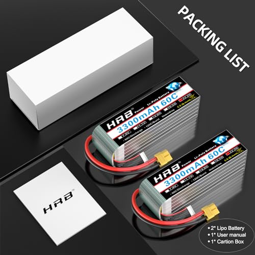 HRB 2PCS 6S 3300mAh Lipo Battery 22.2V 60C XT60 Compatible with RC Plane