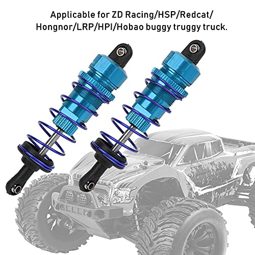 2pcs 92mm RC Oil Pressure Adjustable Front Shock Damper, 1/10 RC Car Shock Absorber, Upgraded Aluminum Alloy Buggy Suspension for ZD Racing HSP Hongnor LRP HPI (Blue) - color: Blue