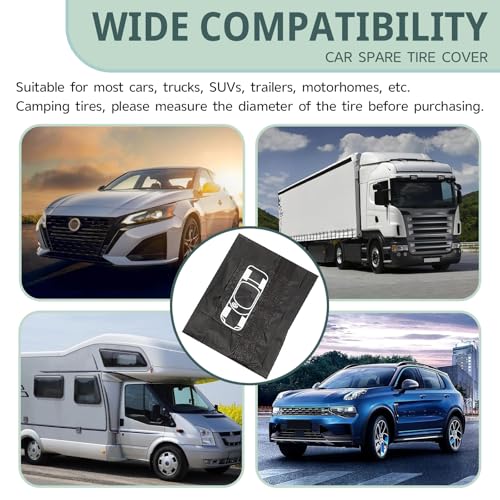 1 PC Car Tire Protector, Car Spare Tire Cover, Spare Tire Storage Bag, Universal for Most Cars (Black #31.49")