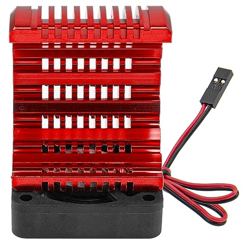 Universal 42mm Aluminum Heat Sink Heatsink with 5V Cooling Fan for 1/8 RC Car 4068 4076 4274 7282 1515 Brushless Engine Motor (Red) - color: Red