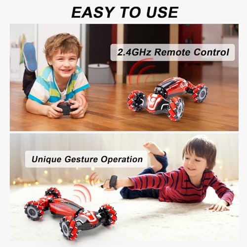 Gesture RC Car, 4WD Gesture Sensing RC Stunt Car Toys for 6-13 Ages Boys Girls, Drift Hand Controlled Remote Control Twist Cars 360° Rotation with Lights Music for Birthday Gifts