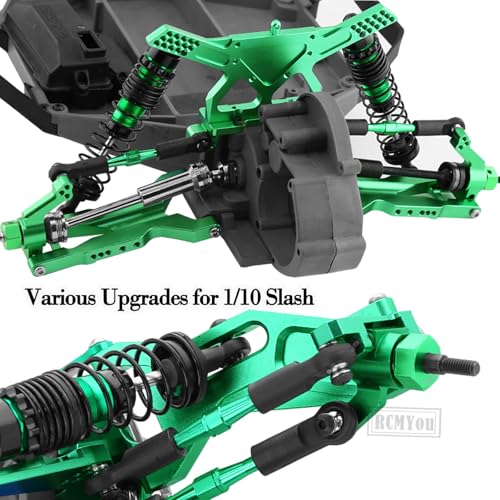 Upgrades Part for 1/10 Slash 2WD VXL,Aluminium Suspension Arm,Shocks Tower,Steering Blocks,Caster Block,Rear Stub Axle Carriers,Steering Bellcranks Hops Up,Green - color: Green - (Upgrades)