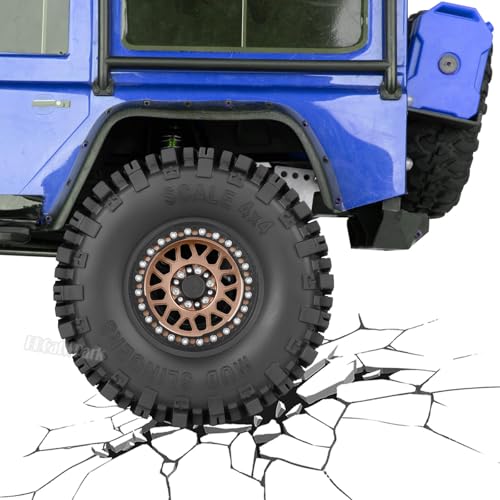Aluminum 2.2 Wheel Tires for 1/10 SCX10 SCX10 II SCX10 III SCX10 Pro TRX4 TRX6 Gen7/8 D90 VS4-10 MST CFX RC Crawler Car,2.2 Beadlock Wheel Off Road Buggy Rally RC Truck Tires,Bronze - color: Bronze - (4pcs Tires)