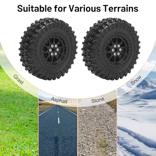 1/12 RC Rubber Tires, daitoku RC Car Tires and Wheels for 1/12 WPL B14 B24 C14 C24 MN D90 D91 D96 D99 - Style C (Black) - color: Black