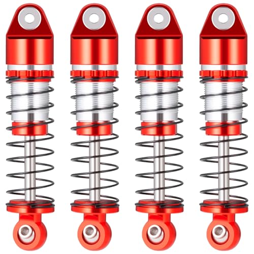 RCLIONS RC Car Oil Shocks 36mm Extended Aluminum Shock Absorber for AXIAL SCX24 1/24th RC Crawler Car Upgrade Parts (Red) - color: Red
