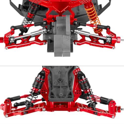 Upgrades Parts for 1/10 Slash VXL 2WD/Stampede VXL 2WD/Rustler VXL 2WD/Bandit VXL 2WD,Aluminum Front Steering Block Knuckles & C-Hubs Caster Blocks & Rear Hubs Hops Up,Red - color: Red(upgrades Parts)