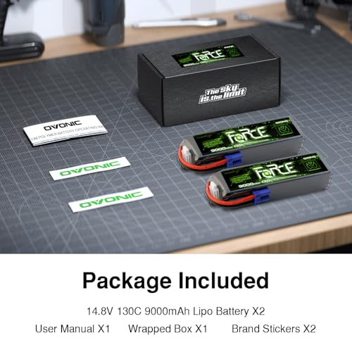 OVONIC Force Series 4S LiPo Battery 9000mAh 14.8V 130C RC attery with EC5 Connector (2 Pack)