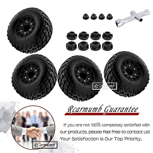 RC Wheels and Tires for 1/10 Slash 2WD 4×4 4wd,Senton Axia1 Red cat Rc 4wd Hex Detachable Replacement Snow Tires Desert Tires,12mm/14mm Hex Rc Truck Tires (4pcs) Black