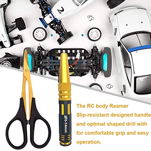 Body Reamer 0-14mm Hole Puncher w/Sleeve & Curved Scissors Set for RC Car Bodyshell Hobby Tools