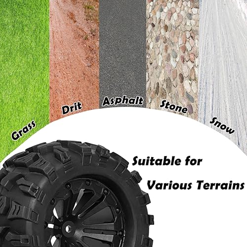 12mm Hex RC Wheels and Tires 1/10 Scale 2.8 RC Truck Tires Wheels for Traxxas Rustler Stampede Hoss 2wd 4x4 vxl Tires Wheels Arrma Tires Wheels Redcat Volcano Tires Preglued