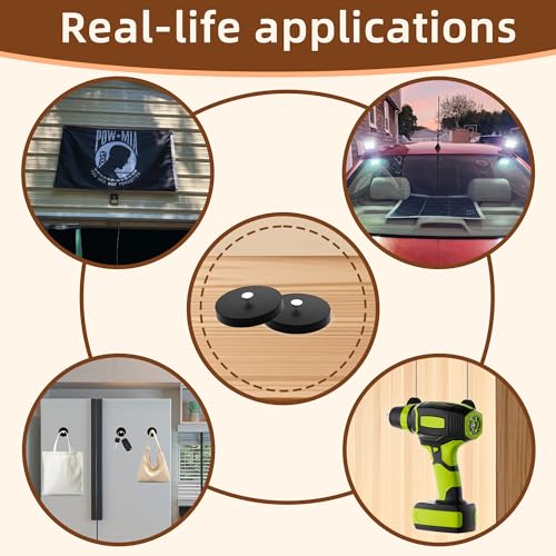 Magnetpro 4 Pieces Strong Rubber Coated Mounting Magnets Anti-Scratch, 30 LBS of Adhesive Power, Magnetic Assembly with T-Shaped Hanging Buckle - size: T-Buckle 30LB - 4P
