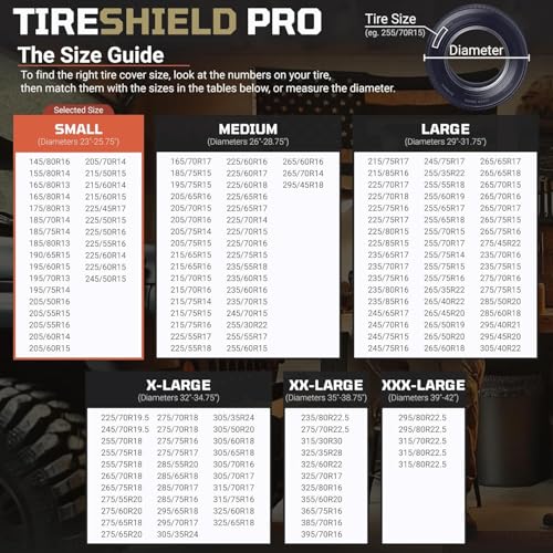 TIRESHIELD PRO Trailer Tire Covers (Set of 2) - Heavy Duty All-Weather UV-Resistant Protective Wheel Covers w/StormLock-System - Year-Round Protection for Your Trailer Tires w/ 23-25.75" Diameter - size: Small - Fits Tire Diameters 23-25.75", style: TIRES