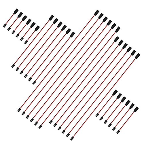 DYWISHKEY 30 Pieces Male to Female 3-Pin Servo Extension Cord Lead Wire Cable Connectors, Servo Remote Control Cables (5 Sizes)