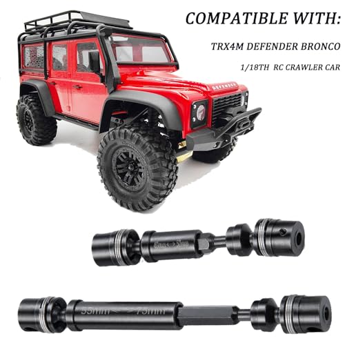 MOHERO 2Pcs Steel RC Drive Shaft Front Rear Center Driveshafts Set for 1/18 TRX4M Bronco Defender RC Crawler Car Upgrade