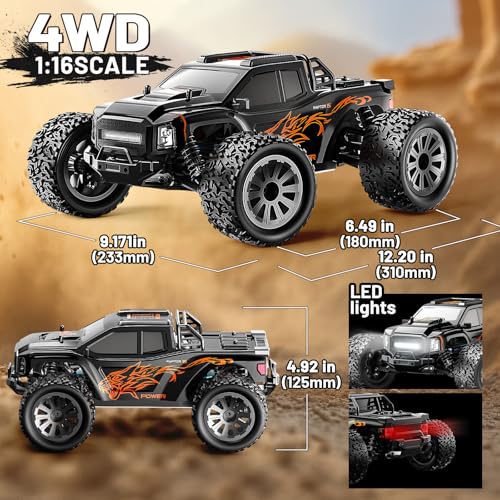 RC Cars 1:16 Scale 4WD RC Car, Fast Off-Road RC Monster Truck 36KPH, 2.4G Carros de Control Remoto 4x4 with 2 1500 mAH Rechargeable Batteries, Remote Control Car Wltoys NO.164018