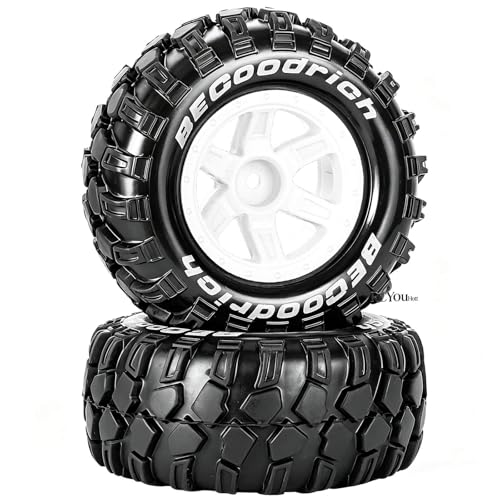 RC Wheels and Tires Off Road Monster Truck TRX E-REVO Summit HPI SAVAGEGT-2XS REDCAT Volcano-16 for 1/12 1/14 1/16 E-REVO RC 16208 16209 16210,Rc Plastic Wheels,White - color: White- (Rc Wheelstires)
