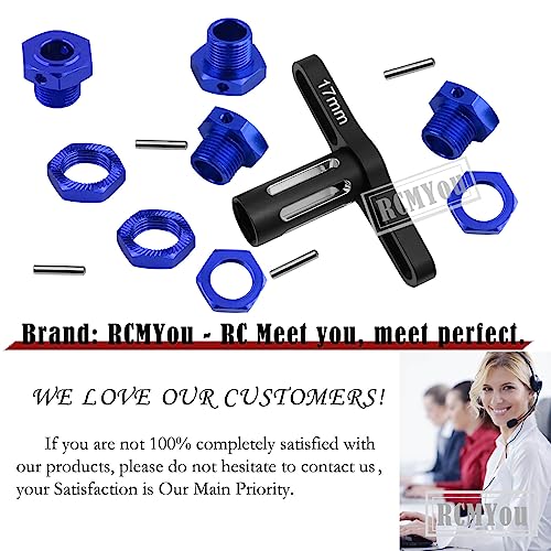 17mm Wheel Hex/Nuts & Wheel Wrench Upgrades Part for 1/7 Infraction 6s BLX/Mojave 6s BLX/Limitless 1/8 Typhon 6S BLX,Aluminum Hex Hub Adapters Hops Up,Navy Blue - color: Blue - Upgrades Part