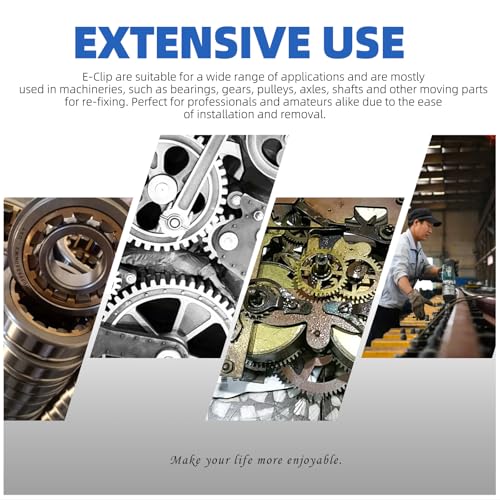 Glarks 211pcs 304 Stainless Steel E-Clips Retaining Rings Assortment Set 14 Sizes E-Ring Circlip Rings Heat Treated External Retaining Clips E-Clips Retainer Circlip Rings with Tweezers for Gears