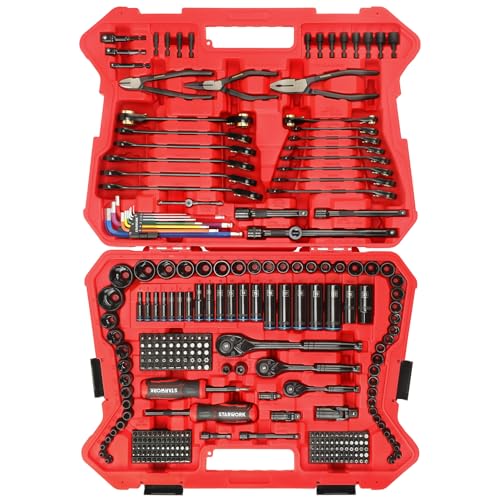 STARWORK TRUE MECHANIC™ 305-Piece Mechanics Tool Set with 120-Tooth Reversible Ratcheting Wrench Set, 1/4", 3/8", 1/2" Drive, Professional Metric Set - size: 305 PC