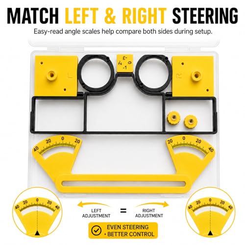 1/12 RC Mini Setup Station, Steering Throw and Toe Alignment Gauge Kit with Camber Check Cube, Tire Clearance Tool and Storage Case for RC Racing Cars (Yellow) - color: Yellow