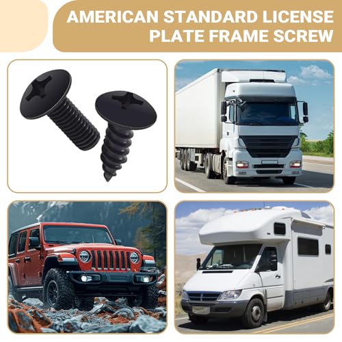 8 PCS License Plate Screws Kit, Rustproof Front Rear License Plate Mounting Fixing Screws, 304 Stainless Phillips Steel Bolts Fastener, Universal for Most Cars, Trucks, SUVs (Black/M6)
