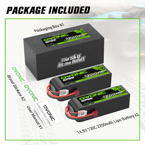 OVONIC 4S LiPo Battery 2200mAh 14.8V 130C RC Battery with Dean-Style T Connector