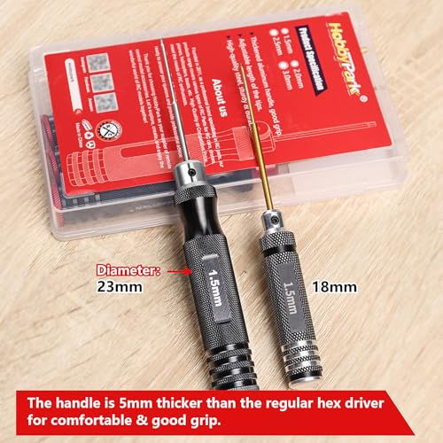 HobbyPark Hex Driver Screwdriver Set 1.5mm 2.0mm 2.5mm 3.0mm Extended Thickened Handle for RC Crawler RC Cars Trucks Buggy On Road Touring Drift Tools