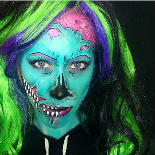 Go Ho Teal Face Body Paint(2.1 oz),Teal Makeup Water Based Face Paint and Body Paint for Airbrush Makeup Special FX, Cosplay, and Halloween Make up - color: Teal