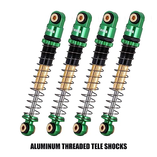 INJORA 43mm Aluminum Threaded Shocks Absorber Damper for 1/24 SCX24 (Green) - color: Green