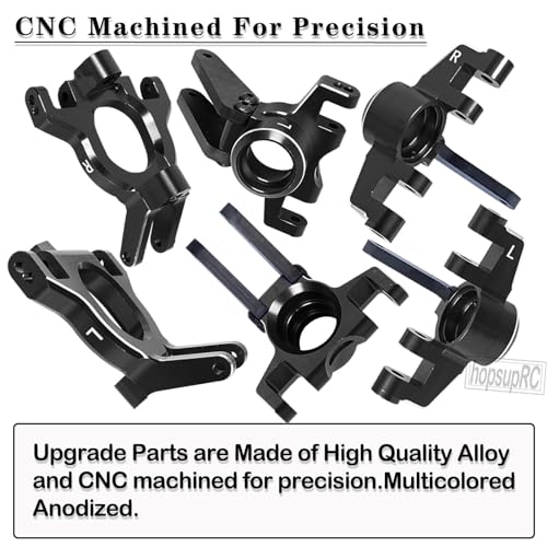 Upgrades Parts for 1/10 4x4 Kraton/Outcast 4S BLX,1/8 Mojave 4X4 4S BLX,Aluminum Front Steering Block Knuckles & C-Hubs Caster Blocks & Rear Hubs Hops Up,Black - color: Black(for Mojave 4s )