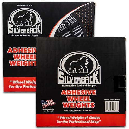 Silverback 1/4oz Black Steel Adhesive Tape Wheel Weights with EZ Peel Tape. Designed for The Professional Tire Dealer. Cars, Trucks, SUV's, & Motorcycles. 10lb. Roll Black .25oz Steel Tape Weight. - color: Black
