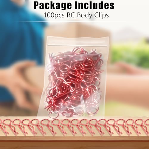 100pcs Universal RC Body Clips Pins - Compatible with Traxxas, Arrma, Redcat, Axial, HPI, HSP, Exceed, Himoto, Losi, RC4WD, Tamiya, Fits 1/8, 1/10, 1/12 Scale RC Cars, Trucks, Crawlers, Buggies - color: Red