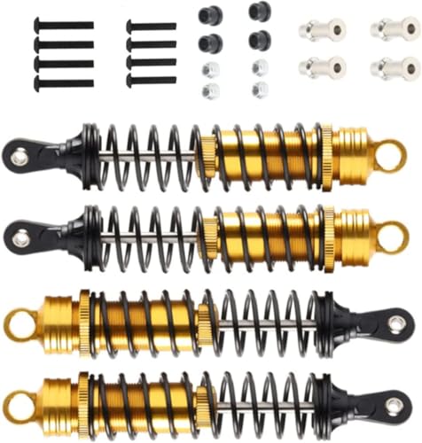 Aluminum 140mm rc shocks,Oil Adjustable RC Damper Set with Springs for 1/8 Rc Car Buggy Truck Hsp Hpi Losi Axial Upgraded Hop-Up Parts 4PCS/set(Yellow) - color: yellow