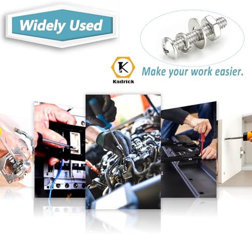 KADRICK 920Pcs Machine Screw Assortment Kit,Stainless Steel #4-40 to #10-24 | 304 Stainless Steel Phillips Pan Head SAE Screw Kit,Assorted SAE Screws Nuts & Washers,#4-40 #6-32 #8-32 #10-24 - size: SS #4-#10 920Pcs