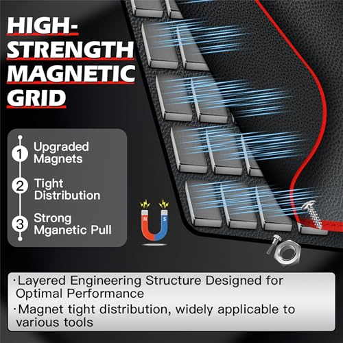 TOOLEAGUE 1Pc Magnetic Tool Mat with 25Lb Telescoping Magnetic Pickup Pen | Parts Tool Holder Pad for Organizing Mechanic Wrench Screw Bolts Nuts and Other Small Metal Parts - size: 1Pc Magnetic Mat with Pickup Tool