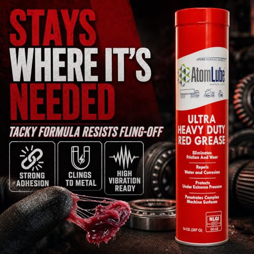 Ultra Heavy Duty Red Grease, 2-Pack of 14 oz Tubes | High Temp Waterproof NLGI# 2 Lithium Wheel Bearing Grease for Trucking, Automotive, Trailers, & Agricultral Equipment - size: 2-Pack